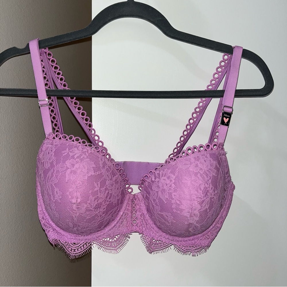 Victoria Secret Dream Angels Lace Purple Lilac Demi Bra - Size 34DD